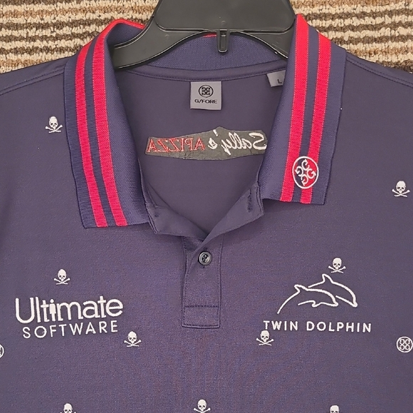 G/FORE Dark Navy Red Skull Logo Embroidered Golf Large Polo‎ Short Sleeve Shirt - Picture 1 of 8